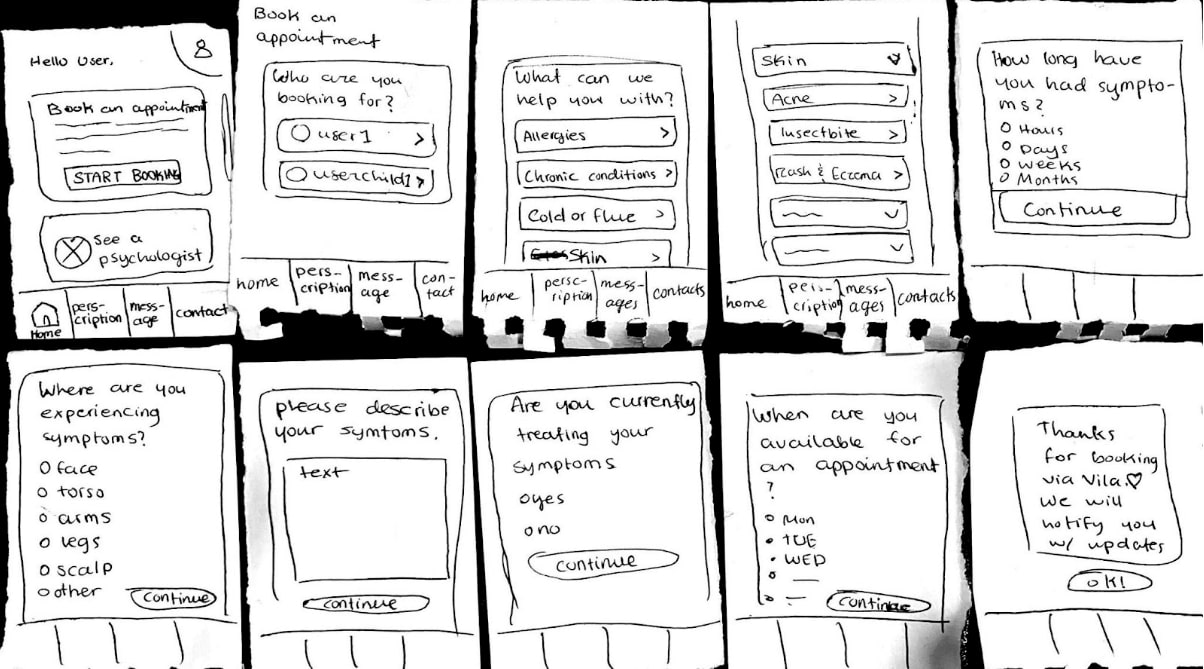 Lo-fi wireframes